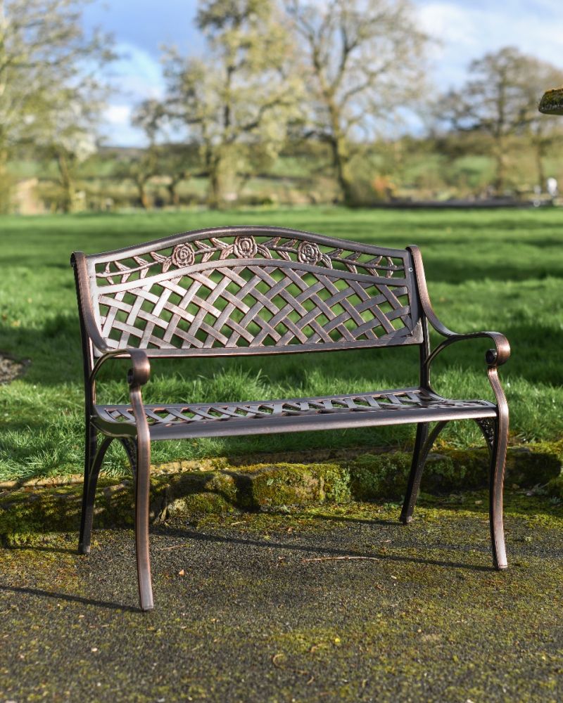 'Rose Briar' Antique Copper Two Seater Garden Bench