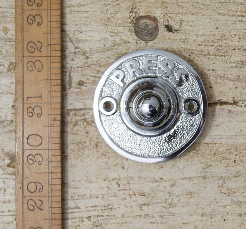 Round 'Press' Bright Chrome Door Bell Push