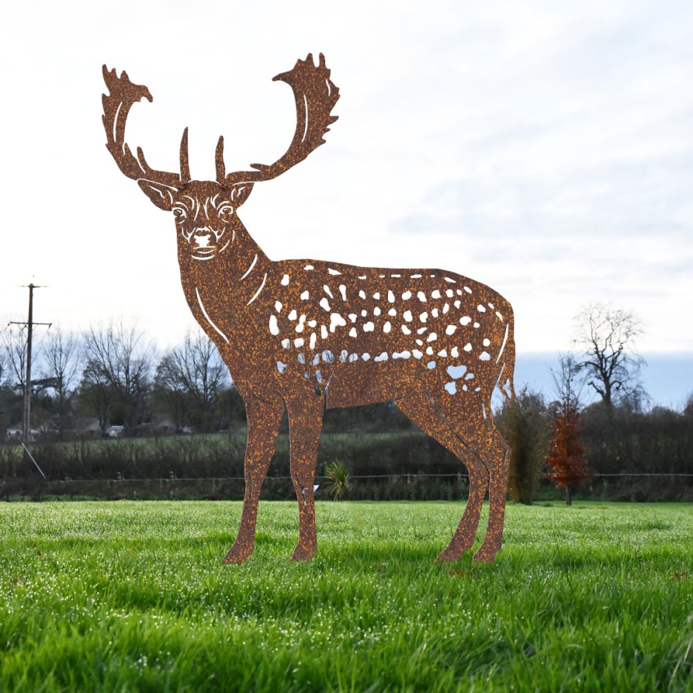 Rustic Metal Fallow Stag Silhouette