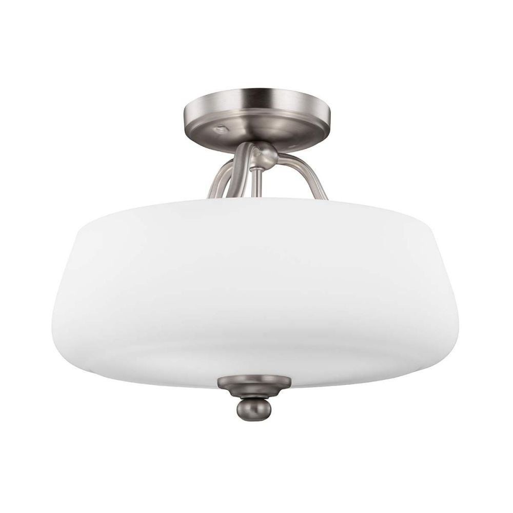 Satin Nickel Round-Bottom Semi-Flush Three-Light Lamp