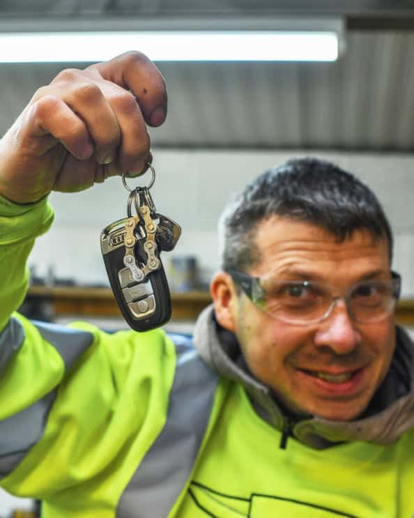 Set Of Five Bike Chain Scrap Metal Keyrings