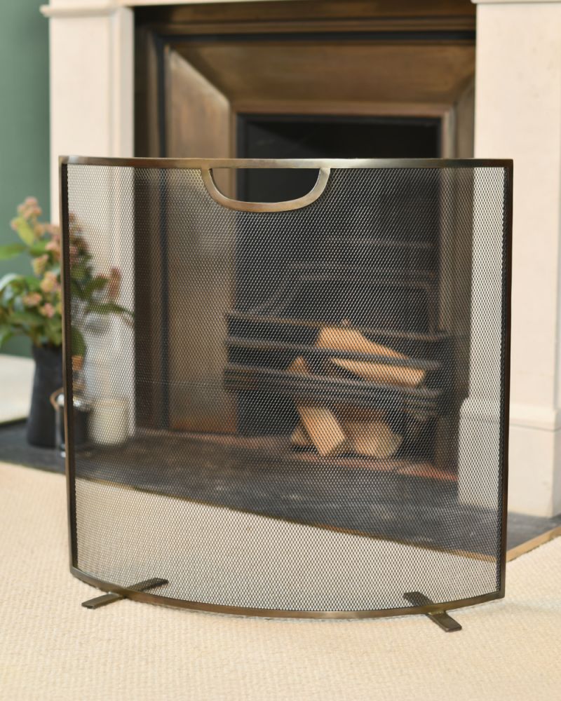 Simplistic Chrome Curved Fire Screen