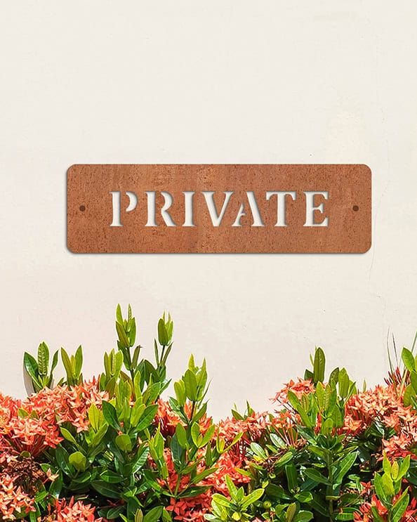 Simplistic Rustic Private Wall Sign