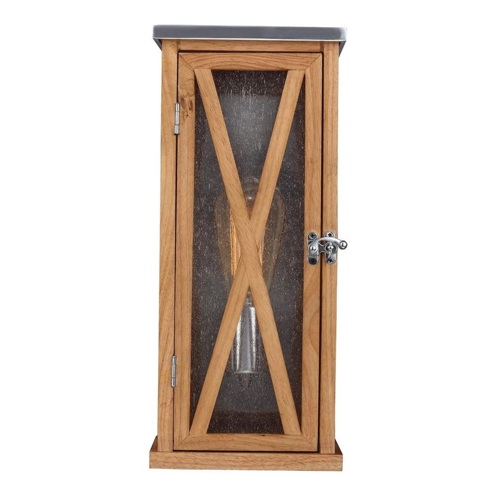Slim 'Legna' Natural Wood Hand-Crafted Outdoor Wall Lantern