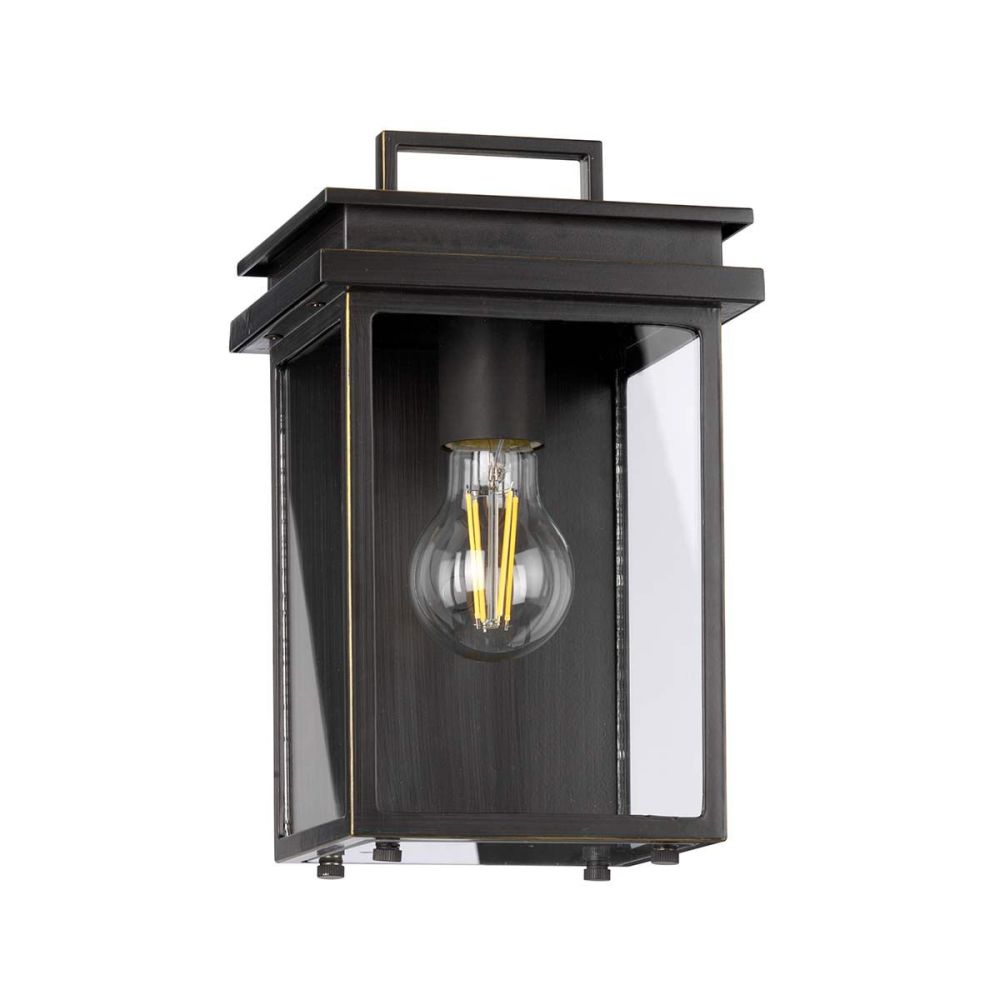 Small Antique Bronze 'Beardall' Flush Wall Light