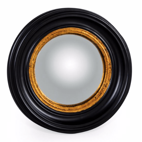 Small Black & Gold Round Mirror