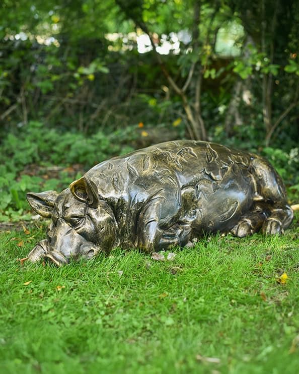 'Snuffles' The Sleeping Pig Resin Garden Sculpture