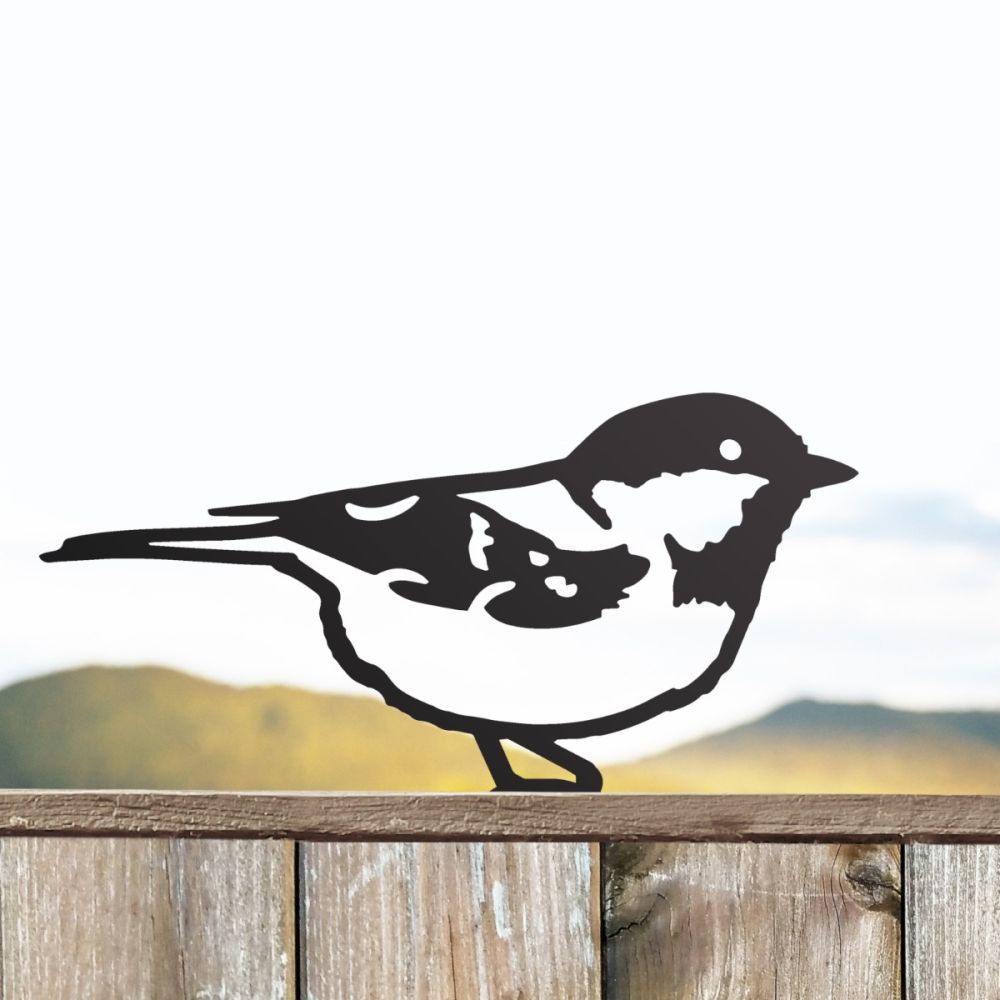 Steel Coal Tit Fence Topper In Black