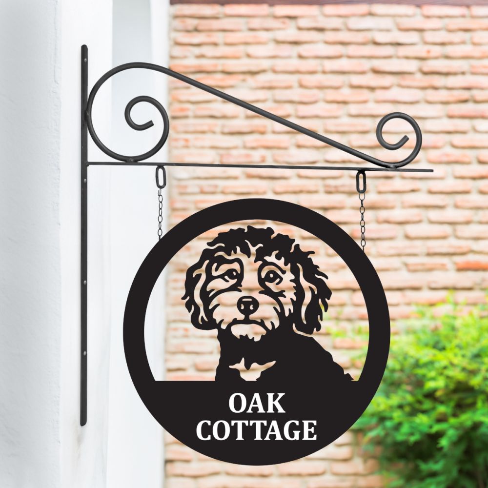 Steel Cockapoo Hanging House Name Sign