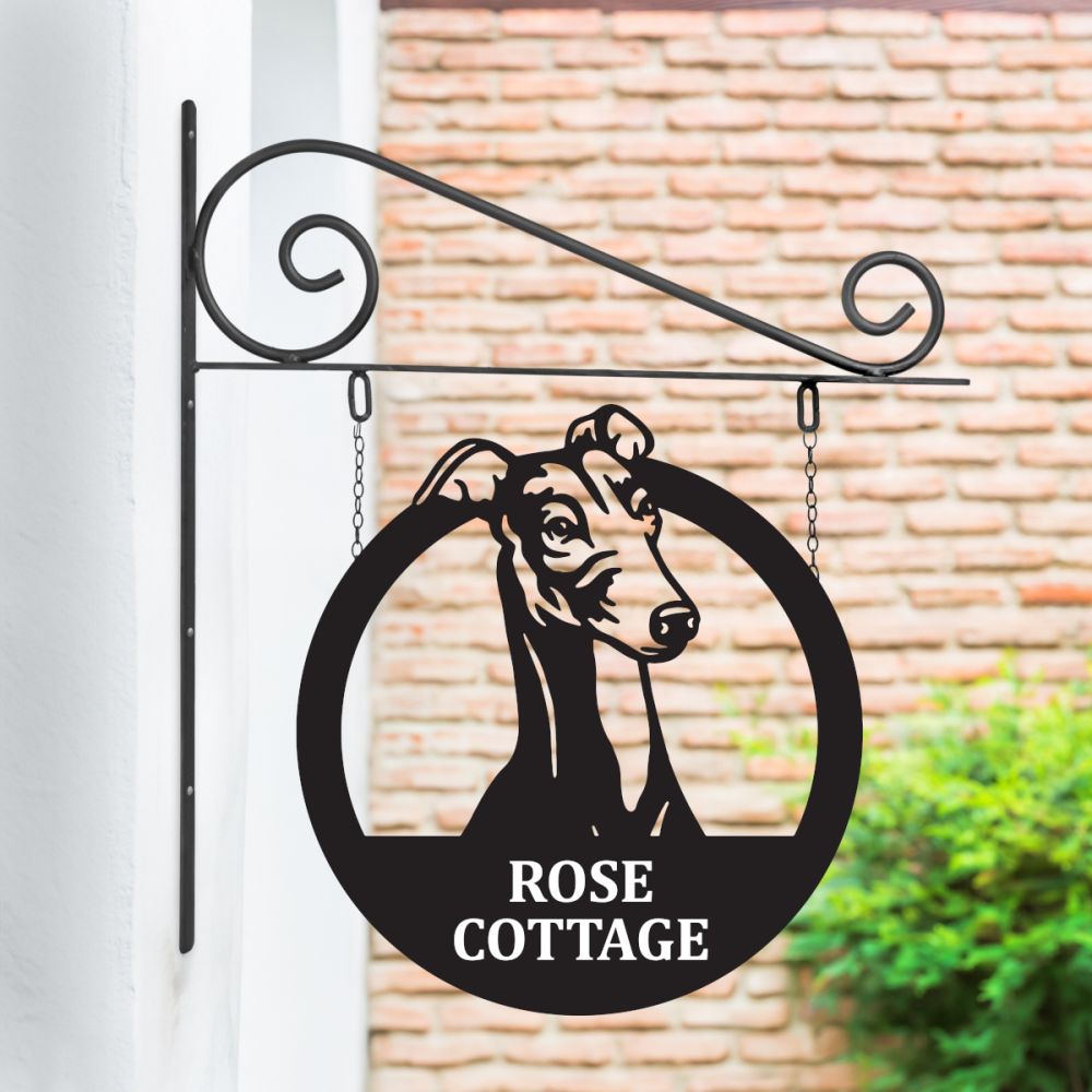 Steel Greyhound Hanging House Name Sign
