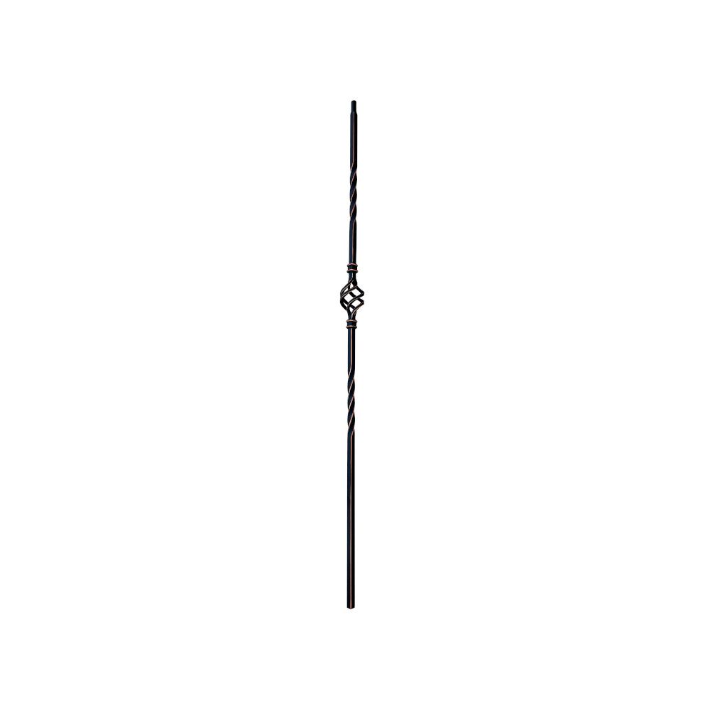 Steel 'Lindley' Single Basket Stair Spindle In Black & Copper - Spindle Only