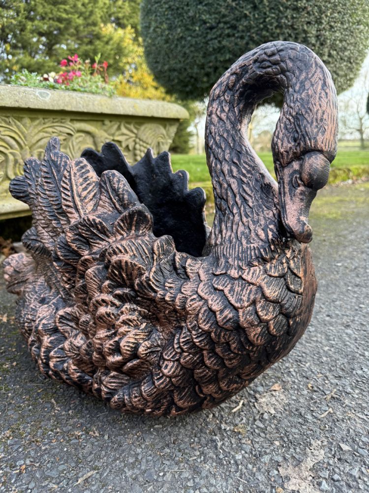 Bronze Cast Aluminium Majestic Swan Planter