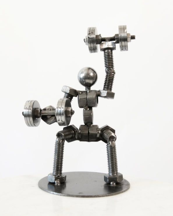 The Body Builder Natural Finish Scrap Metal Art Sculpture