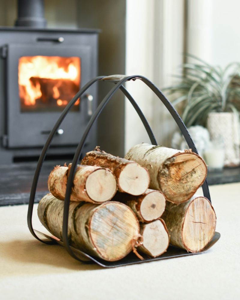 The Brindley Black Contemporary Fireside Log Holder