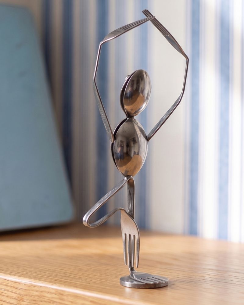 'The Frogerlina' Handcrafted Silverware Frog Sculpture 