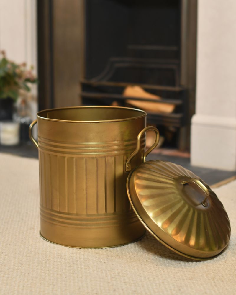 Traditional 'Fuoco' Gold Log Holder - 31cm