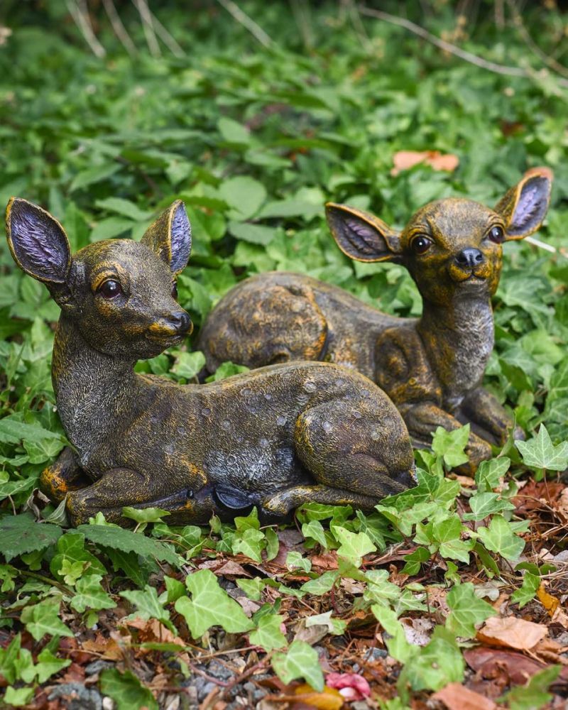 'Thicket & Meadow' The Fibreglass Laying Does Garden Sculpture - Set Of 2