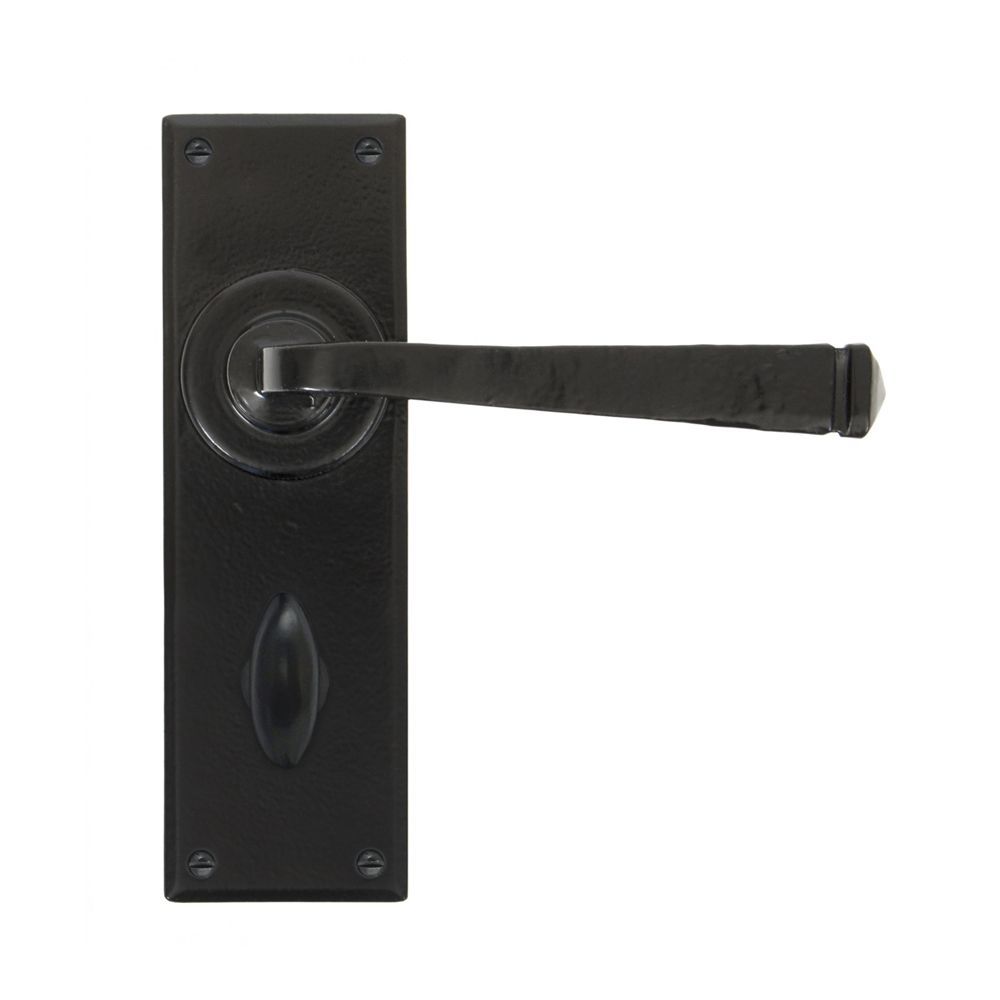 Traditional Simplistic Black Door Handle With Thumb Lock