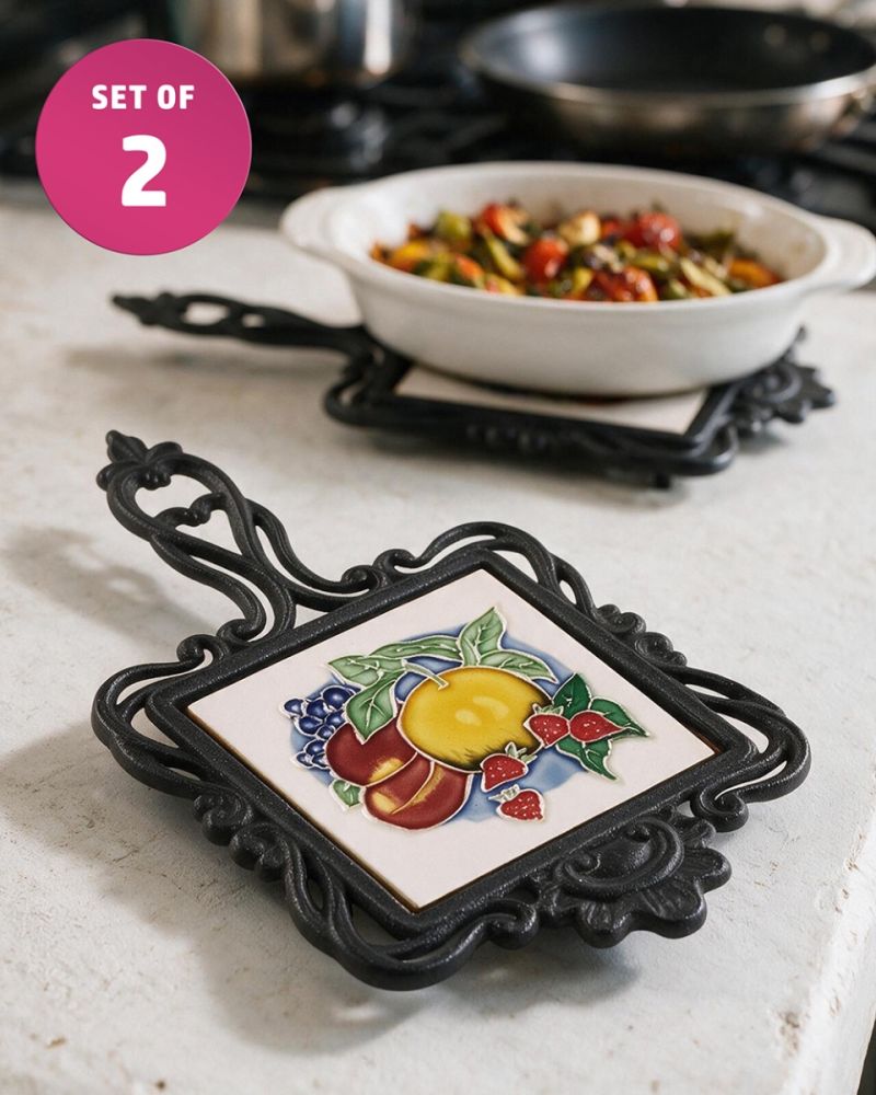 Ornate Sweet Harvest Square Trivet - Set Of Two