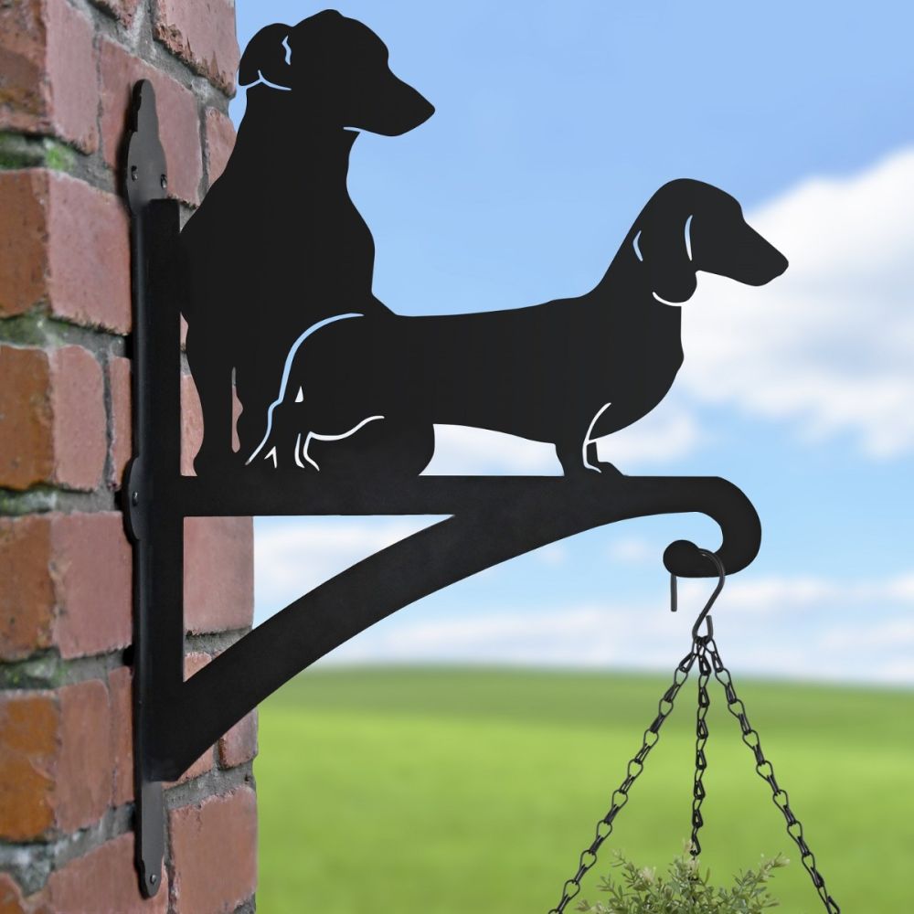 'Dachshund & Jack Russell' Iron Hanging Basket Bracket