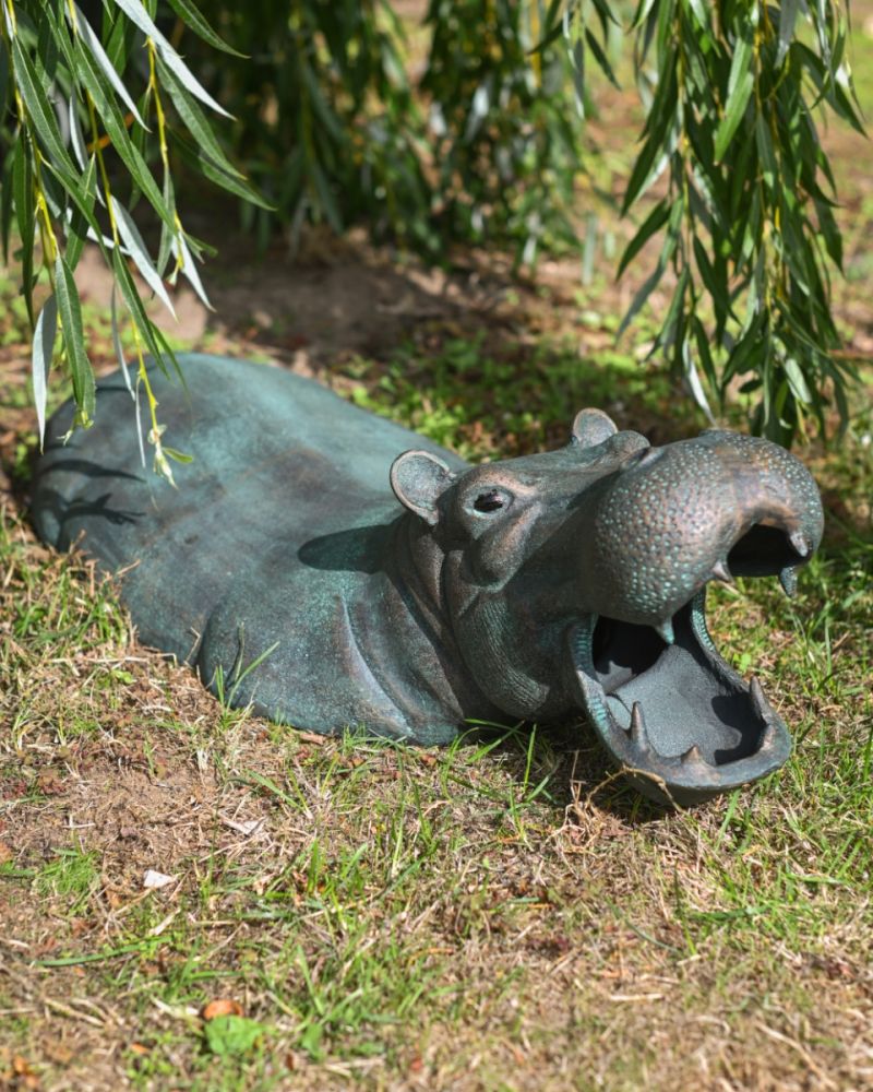 Small 'River Sentinel' Cast Aluminium Hippopotamus Garden Sculpture