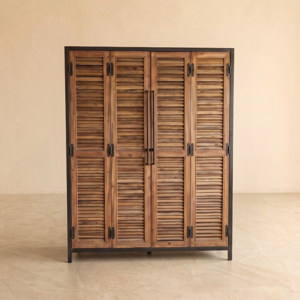 Industrial Louvred Wine Cabinet & Drinks Armoire