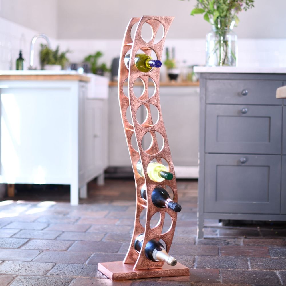“Serena” Copper Curved Wine and Bottle Holder