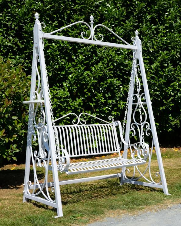 Wrought Iron Antique Cream 'Middlemist' Garden Swing Bench
