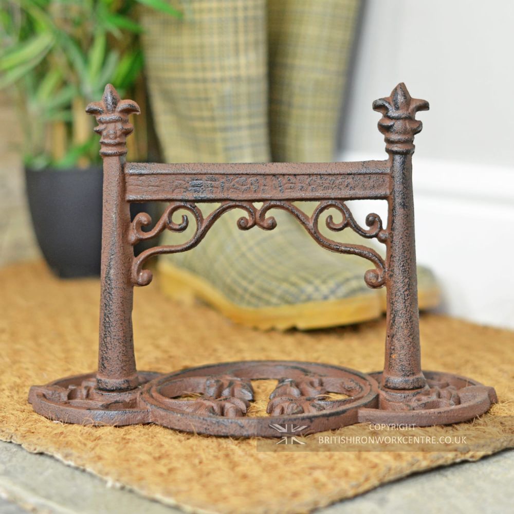 Cast Iron Fleur De Lys Boot Scraper In Rustic
