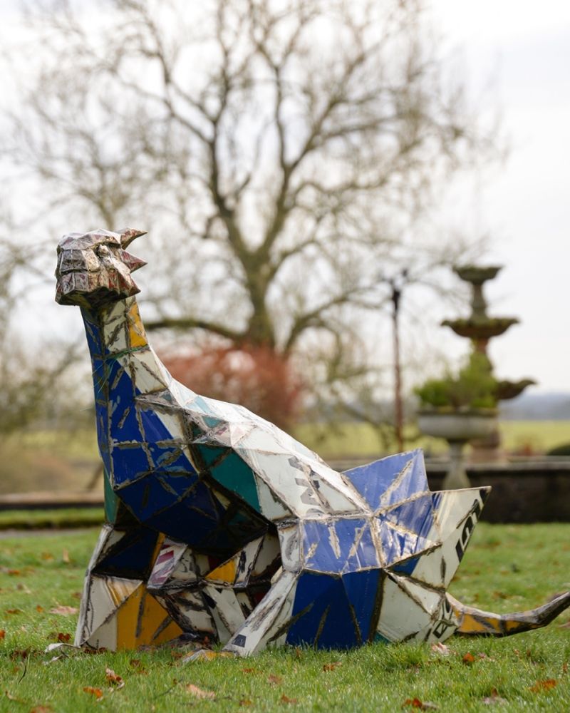 'Wyvern' The Dragon Recycled Oil Drum Sculpture
