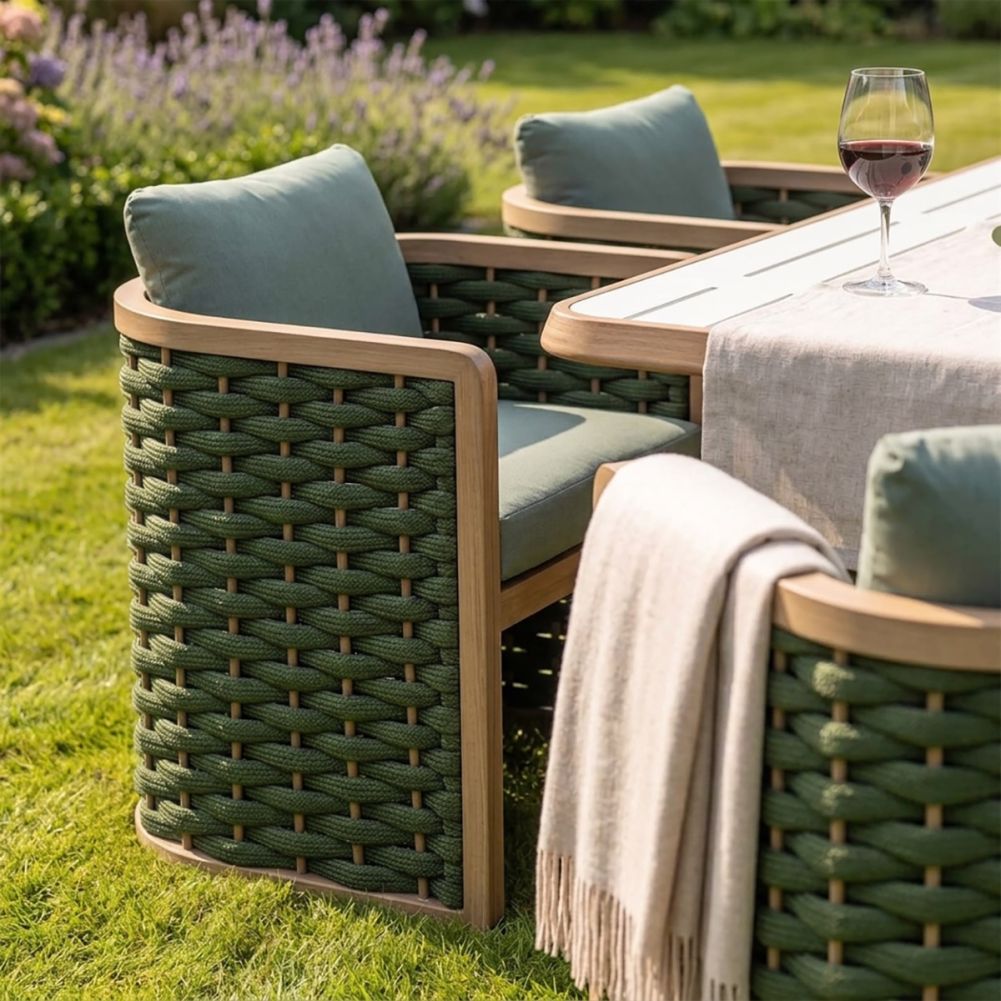 Rope Woven Six Seat Garden Lounge Set & BBQ Digital Illustration