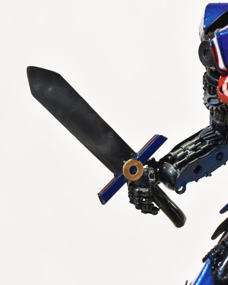 1M Recycled Metal Superhero Optimus Robot Sculpture