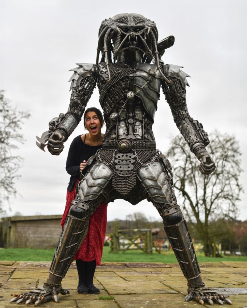 2.4m Recycled Metal Parts Predator Sculpture
