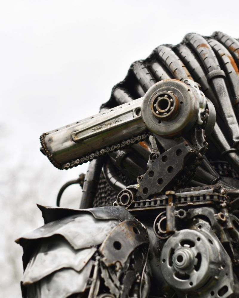 2.4m Recycled Metal Parts Predator Sculpture