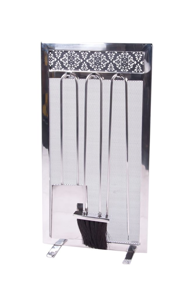 The 'Lord Chester' Stainless Steel Fireside Set