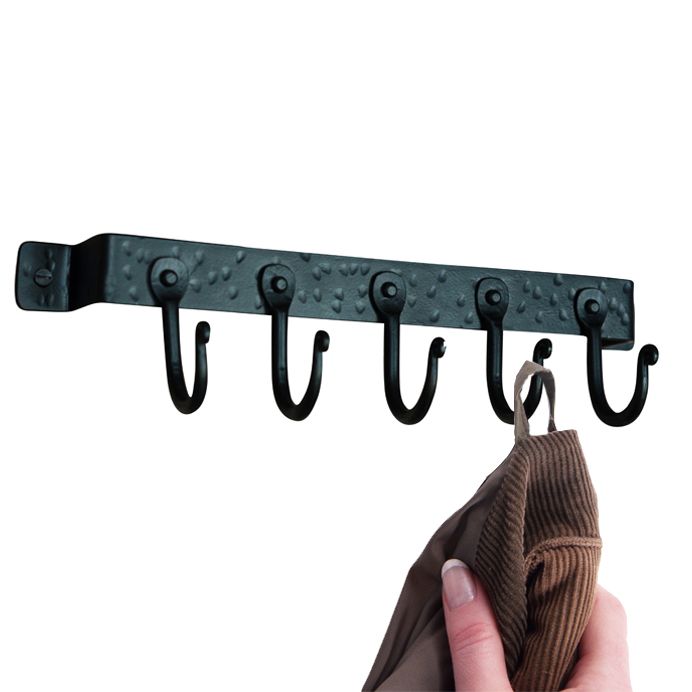 5 Hook Black Wall Mounted Fireside Tool Rack (Clearance)