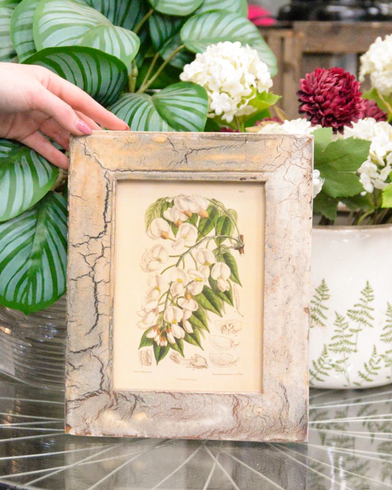'A Shower Of White' Recycled Wooden Framed Floral Artwork Scale