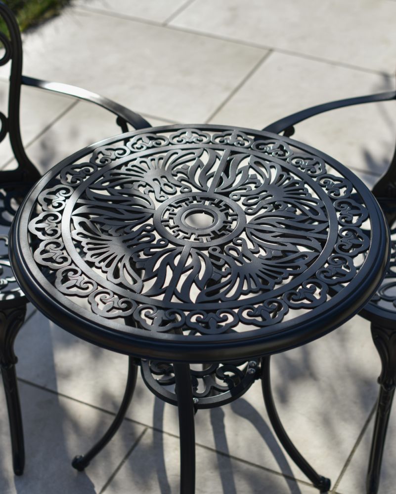 Design On The Table From The 'Buckingam' Two Seater Dining Set In Black