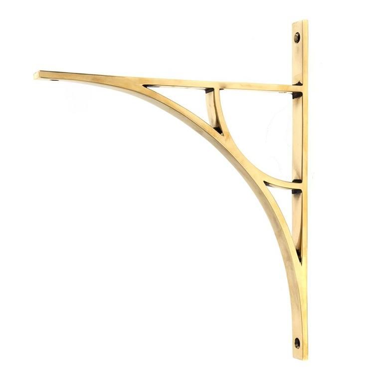 Aged Brass Arched Shelf Bracket - 31cm x 25cm 