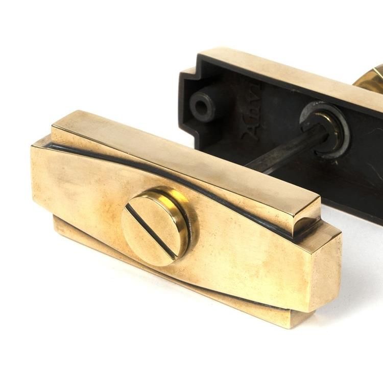 Aged Brass Art Deco Bathroom Thumb Lock Internals