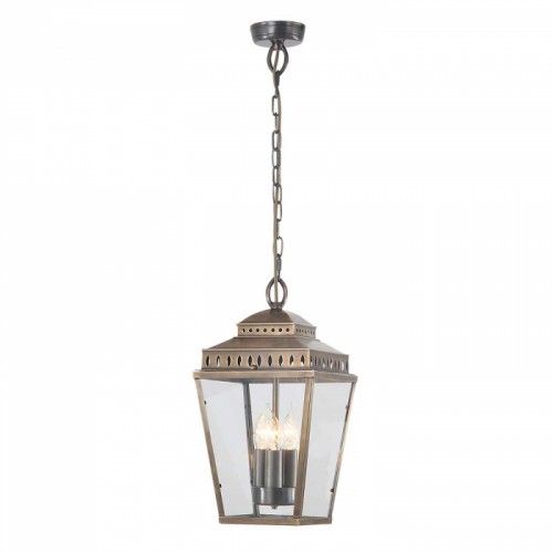 Aged Brass Georgian Three Light Chain Lantern