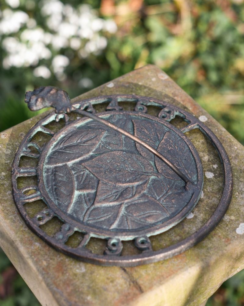 Aged Iron Sundial With Leaping Frog