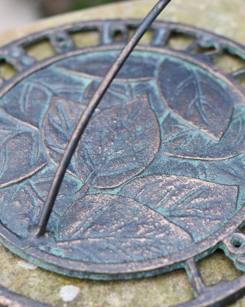 Aged Iron Sundial With Leaping Frog