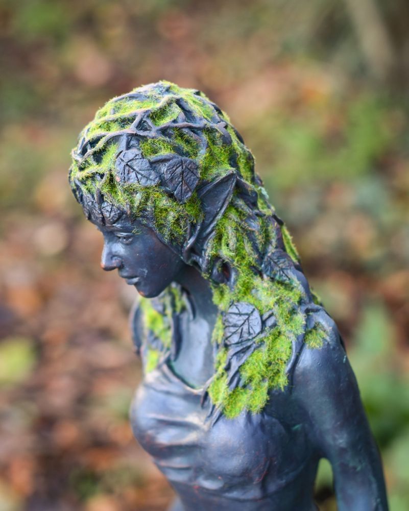 Aged Verdigris 'Elleth' The Resin Elf Garden Sculpture Intricate Design