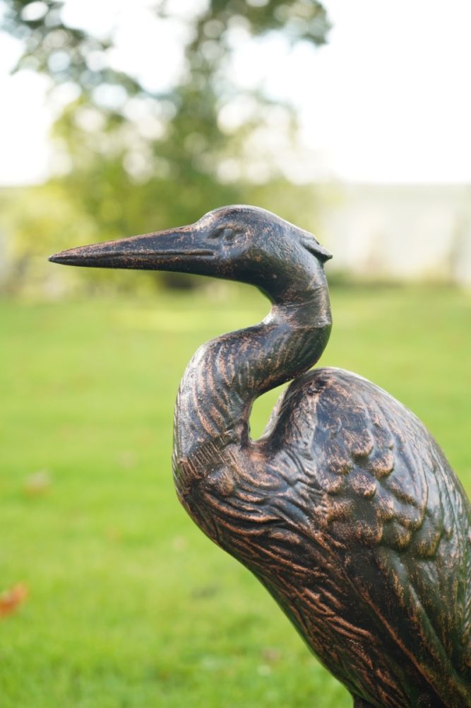 Aluminium Bronze & Copper Crane Garden Sculpture Face