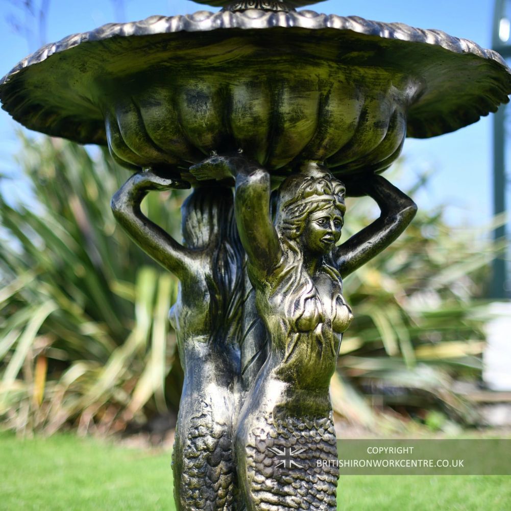 Antique Bronze Cast Aluminium Mermaid Water Fountain
