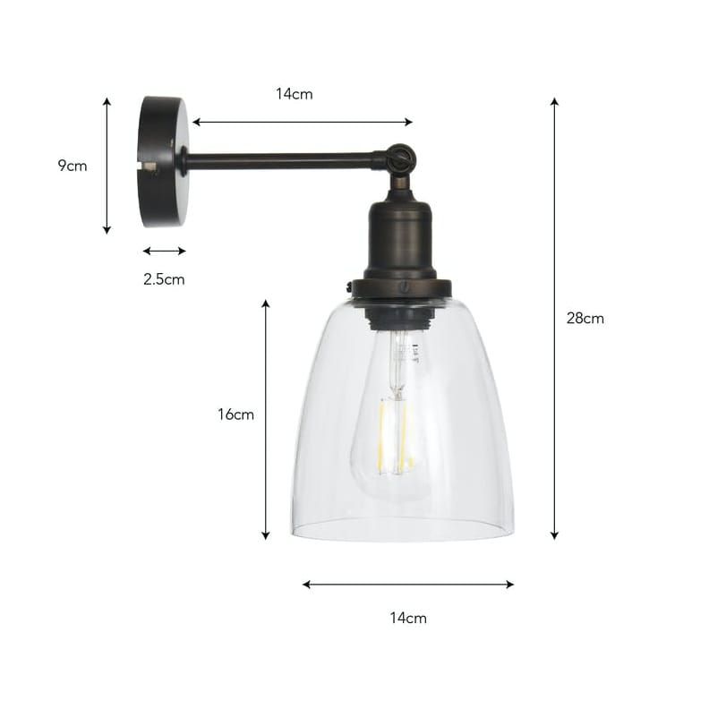 Dimensions of the Antique Bronze Steel Adjustable Wall Light