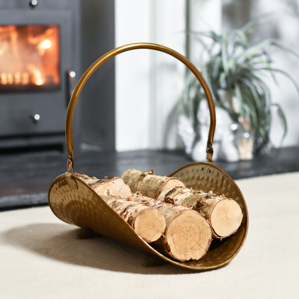 Antique Copper Curved Log Store By The Fire