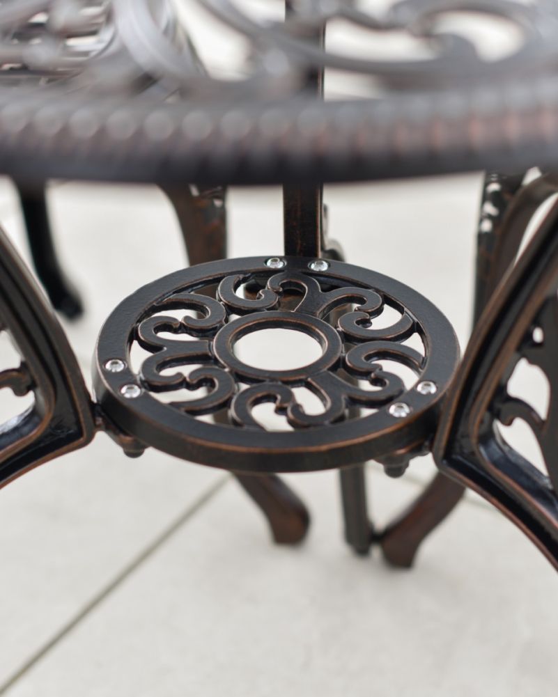 'Manor Hill' Antique Copper Two Seater Garden Dining Set Support