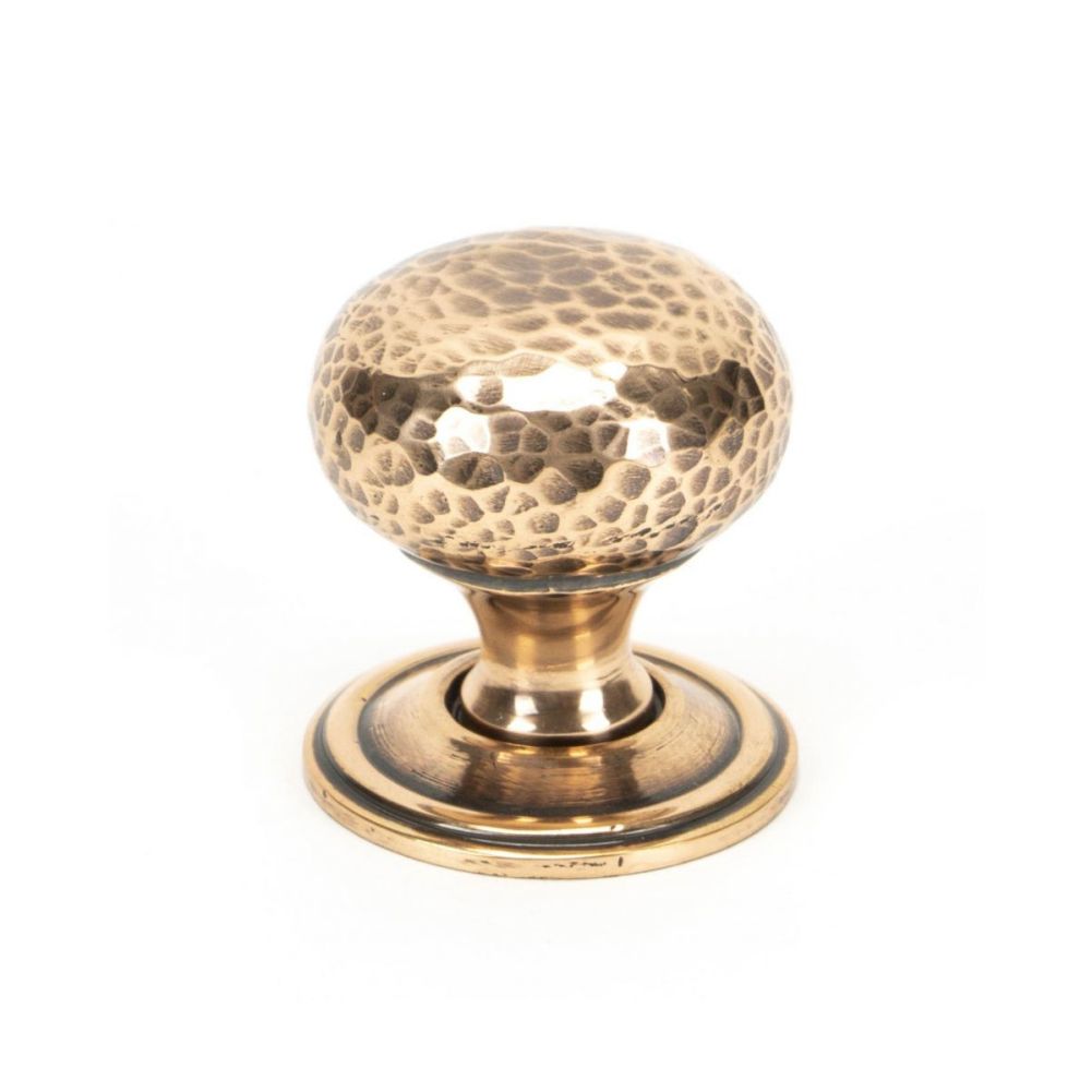 Antique Orante Polished Copper Hammered Mushroom Cabinet Knob - 32mm